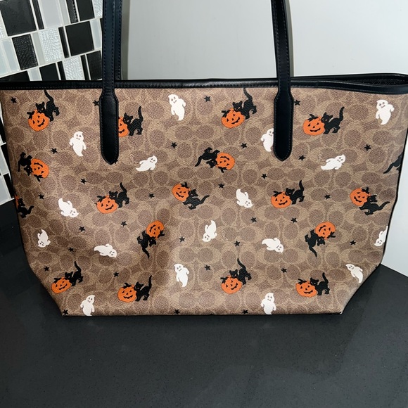 Coach Brown Tote with Halloween Motifs - Picture 4 of 6